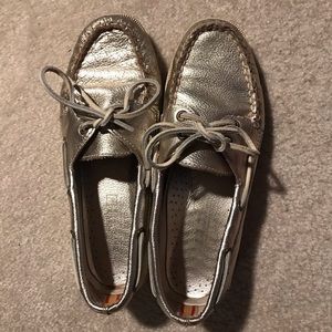 Sperry Top Sider J. Crew Gold Metallic Boat Shoe
